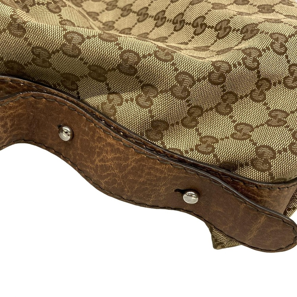 Gucci GG/Bamboo Handbag 232927 Dark Brown Beige Jacquard Leather - Picture 13 of 15